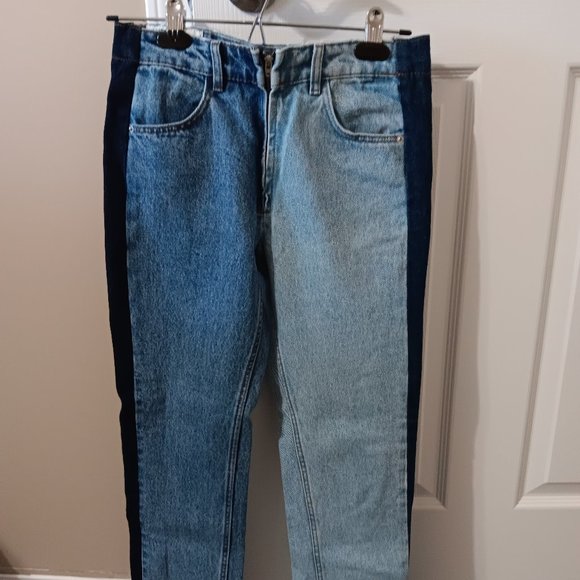 Zara TRF IX'D Makers Patchwork Jeans Size 00 Mid Rise Straight Leg - Picture 1 of 6